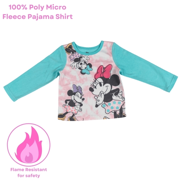 NWT Disney Minnie Mouse Toddler Girl Pajama Set Long Sleeve Sleepwear Blue Pink - Picture 5 of 16